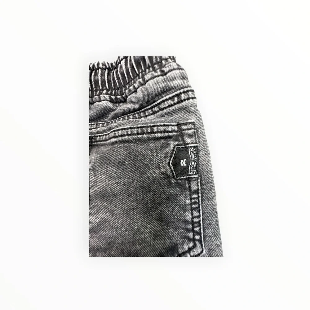 St. Goliath Denim Joggers Boys 5 Black Acid Wash Moto Biker Pants Ribbed‎ Cuffs